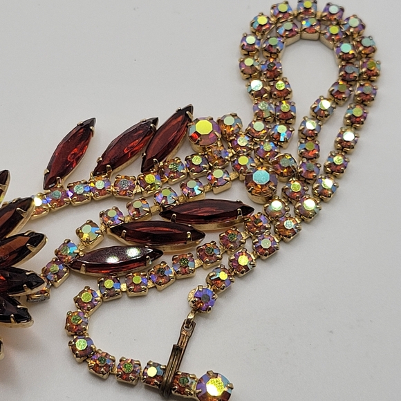 VTG Juliana Necklace | Amber/Topaz & AB Rhinestones | Verified | *AS IS* - Picture 6 of 12